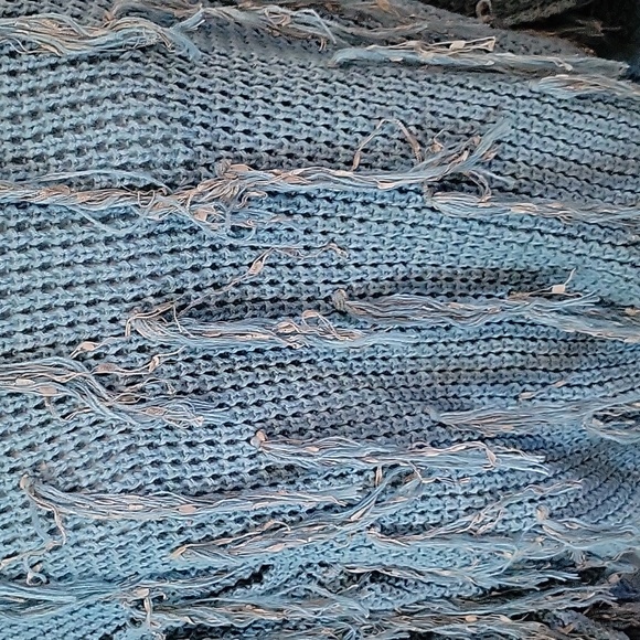 POL Teal Mock Neck Tassel Sweater - Picture 2 of 4